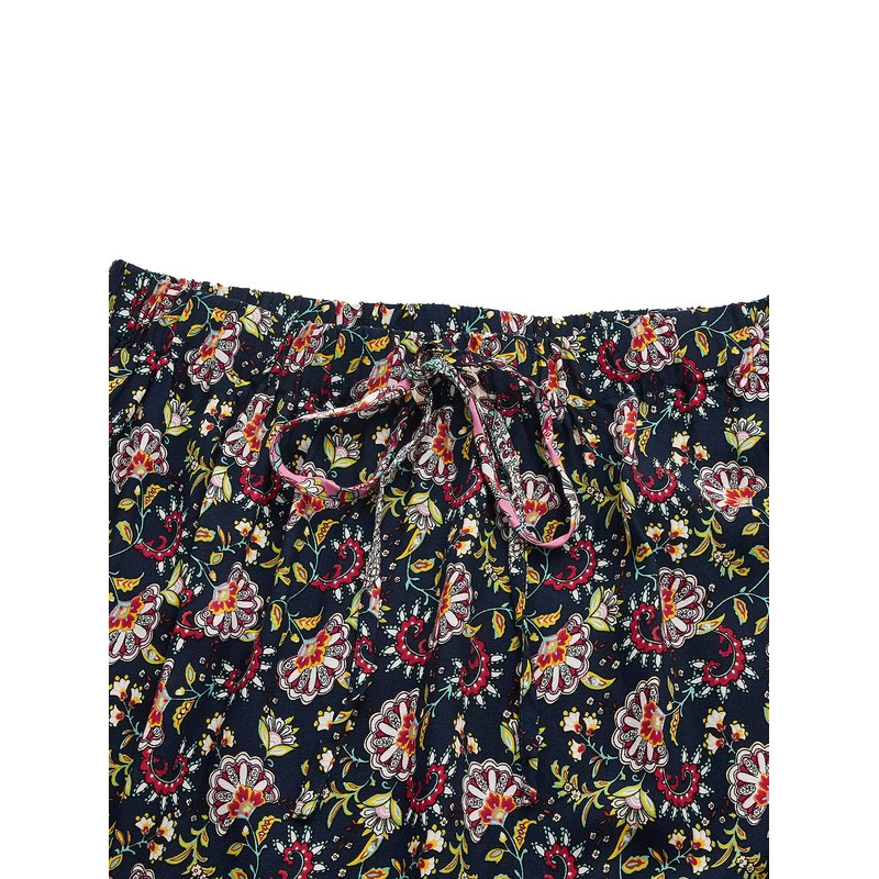 Milumia - Falda larga con estampado floral clásico para mujer,