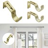 Adjustable Curtain Rod Wall Bracket Hooks, Set of 3, Gold,for