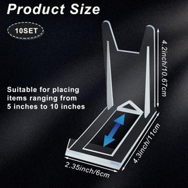 10 Packs Clear Acrylic Clear Book Display Holder, Adjustable Angle Book Display Stand Easel for Wallet Purses Handbag Bag Jewelry Pictures Platter Tableware and Stationary, Handhelds & N64 Controllers