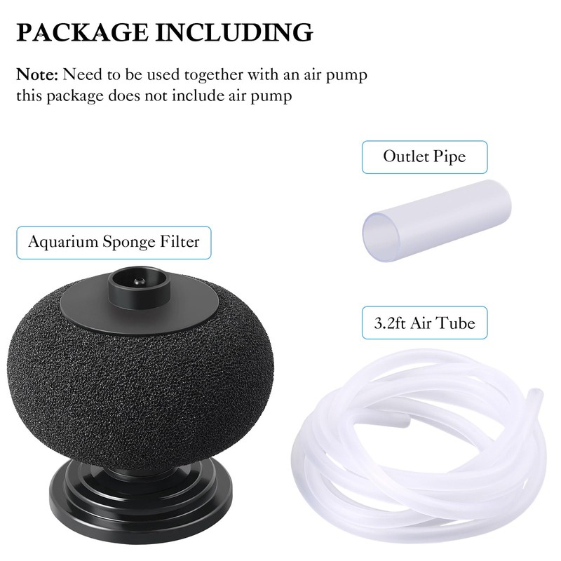 HITOP Diameter 4in Aquarium Bio Sponge Filter: 5-40gallon Air-Powered Fish