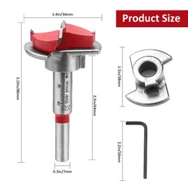 HPHOPE Forstner Bit 35mm Adjustable Positioning Drill, Concealed Hinge Jig Drill Guide Bit, Cemented Carbide Woodworking Hole Saw with Depth Stoper (Depth Range 10-40mm)
