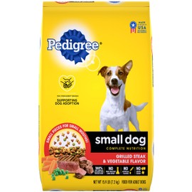 PEDIGREE Small Dog Complete Nutrition Small Breed Adult Dry Dog Food Grilled Steak and Vegetable Flavor Dog Kibble, 15.9 lb. Bag