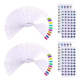 100 ps Fan-shaped False Nail Color Swatch Sticks with Number Stickers for Color Display, Nail Polish Practice Sticks, Nail Art Display, Nail Color Wheel, Nail Sample Tips Sticks. (Transparent)