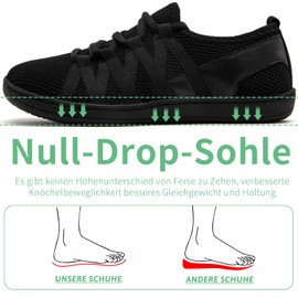 VLHGCG Barefoot Shoes Women's Barefoot Shoes Trainers with Wide Toe Box Slip On Sports Shoes Comfortable Lightweight Trainers Breathable Minimalist Indoor Shoes, A Black, 43 EU wide