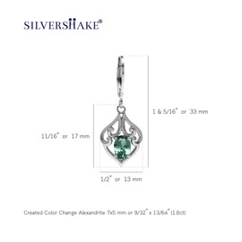 Silvershake Simulated Color Change Alexandrite 925 Sterling Silver Victorian Style Leverback Dangle Earrings