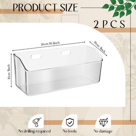 Baderke 2 Pack Clear Adhesive Cabinet Door Organizer, Lid Organizer for Food Storage Container Lid, Wall Mounted over Pantry Door Organizer Bin Holder Caddy for Plastic Lid Kitchen Bathroom(Stylish)