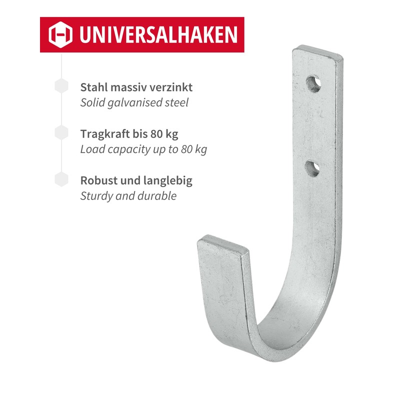 Gedotec Wall Bracket – Universal Hooks Galvanised Steel | Pack