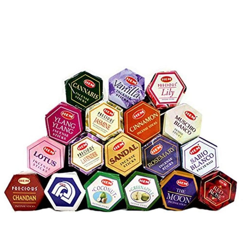 HEM SHASHI Incense Sticks, Hexagon, Hexapack, Value Set of 18,