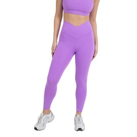 YITTY Active Women's Ultraluxe Crossover High-Waist Legging, Athleisure, 4-Way-Stretch, Neon Violet, S, 7/8 Length