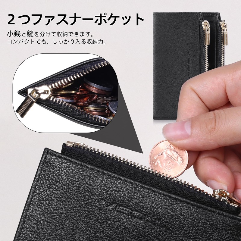 VISOUL Bi-fold Wallet, Genuine Leather, Bill Holder, Card Coin Purse,