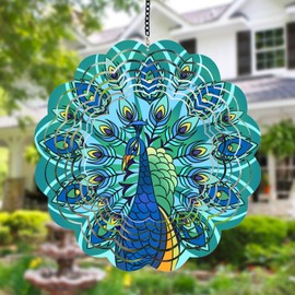 Peacock Metal Wind Spinners - Gifts for Women Mum Grandma Wife Hanging Wind Spinner for Outdoor & Indoor Decorations, 30 cm Wind Spinner for Christmas Ornament Gifts