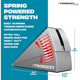 Strongest Home XL Adjustable Chrome Door Stopper with Spring – Heavy Duty Wedge for Oversized & Thick Doors, Anti-Slip Rubber Grip – 1 Pack