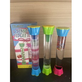 Cucue Sensory Fidget Tubes Set - Calming Toys for Kids - with Glitter Bottle, Gravity Spinner, Bubble Drop Spiral Hourglass - Promotes Calmness & Independent Play (3 Pack-Style#2, 3)