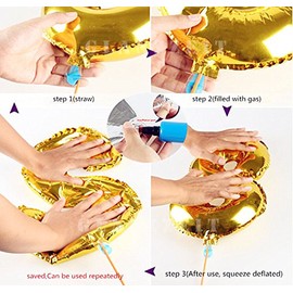 Glanzzeit 32 Inch Gold Foil Balloons Letters A to Z Numbers 0 to 9 Holiday Birthday Wedding Party Decoration (Number 5)