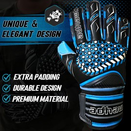 Adhawk Goalkeeper Gloves - Premium Quality Latex Palm with Finger Spine Protection & Double Layer Wristband - Premium Designed Goalie Gloves for Kids, Youth and Adult