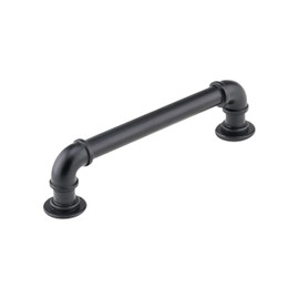 Rok Hardware Matte Black Industrial Pipe Style 5-1/32" (128mm) Center, 6 Inch Length, Black Kitchen Hardware for Cabinets, Farmhouse Hardware Kitchen Pull/Handle, P9022128MB