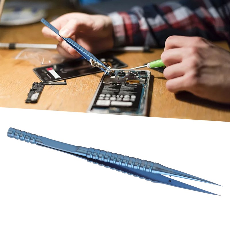 Tweezers Ti Alloy Straight Fine Tip Antimagnetic Tool for Electronic
