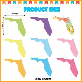 Gilprop 8 Pads/ 240 Sheets Florida Shaped Sticky Notes Self Stick Notes Colorful Memo Note Pad for Traveler Coworkers Birthday Souvenirs Farewell Gifts, 8 Bright Colors