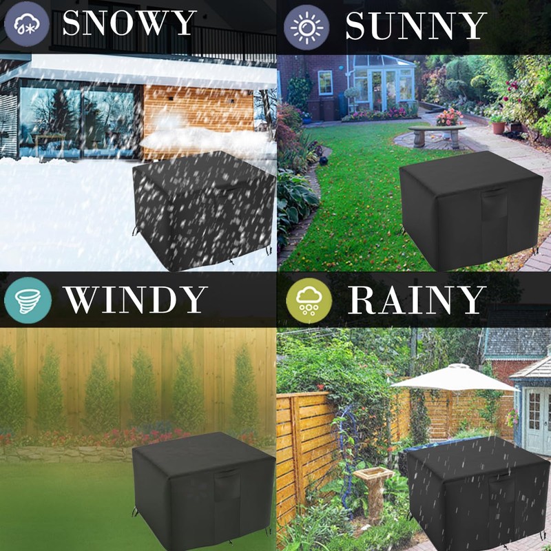 Fire Table Covers Square,Waterproof Outdoor Fire Pit Cover, 420D Heavy