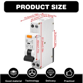 GOMETY FI/LS Switch C16, 30mA FI Switch C16 RCD Protected Circuit Breaker 6kA 1P+N Type A Residual Current Device with RCBO Rated Current 16A 230V, DIN Rail Mounting - Curve C (WZ1)
