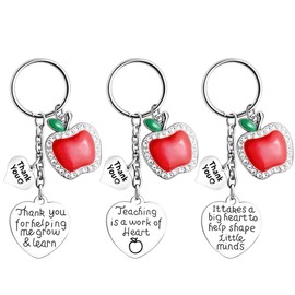CERSLIMO Teacher Thank You Gift Key Chain for Birthday Teacher's Day Thanksgiving Graduation Gifts for Teacher (06-3PCS Keychains)