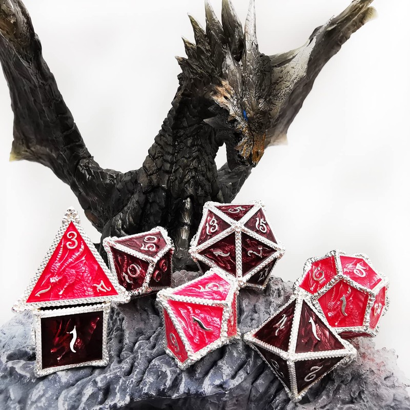 HAOMEJA Color Changing dice Metal Dragons dice DND dice Set