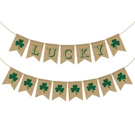 Happy St. Patrick's Day Decorations Decor Banner Backdrop for Home Office Burlap, St. Patrick's Saint Patrick Day Decorations Banner for Wall Fireplace Mantel Indoor Outdoor
