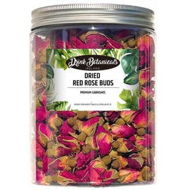 Drink Botanicals Ireland Edible Dried Red Rose Buds | 350 + Servings | 100% Natural | Non-GMO | Dry Rose for Soap Making & Tea, Cocktail Garnishes Flowers, Decorations, Confetti | 150 Grams, 4.93 oz