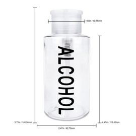 PANA 10oz. (Quantity: 2 Pieces) Alcohol Labeled Liquid Push Down Pump Dispenser Empty Bottle with Flip Top Cap (Clear)