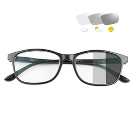 YIMI Photochromic Nearsighted Distance Glasses Spring Hinge Anit UV For Men Women Negative Power Retro Myopia Glasses (Black, -1.50, multiplier_x)