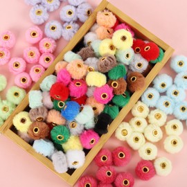 200 Pcs Fluffy Faux Fur Pom Pom Beads 20 Colors Pom Poms for Crafts Beads for Pens Beadable Items for DIY Pens Jewelry Keychain Making and Handicrafts Accessories