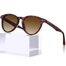 CARFIA Vintage Round Polarized Sunglasses Womens - UV400 Protection Oversized Acetate Frame Sunglasses, Classic Retro Style, One Size Fits Most