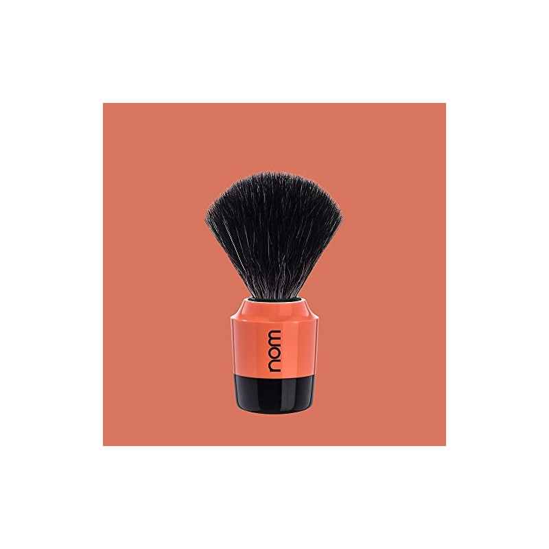nom Marten Vegan Black Fibre Shaving Brush (Handle: Coral)