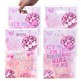Pink Its Me Hi Im The Birthday Girl Its Me Goodies BAG, 100pcs In My Birthday Era Plastic Birthday Candy Bags Music Birthday Girl It' Me Happy Birthday Treat Bags for Girl Birthday Party Decorations