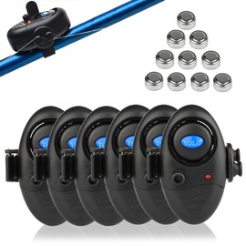 Coolnice Set of 6 Sensitive Fishing Bite Alarm Electronic Set with LED Luminous Indicator Sound Adjustment Swinger Vibration on the Rod Fishing Buzzer Equipment by Fischer Fishing Device