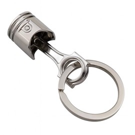 Large Chrome Plated Metal Engine Piston Keyring, 3cm x 6.5cm, Heavy Split Ring,For Petrol Heads & Car Enthusiast Gift