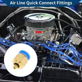 Hihaha Push to Connect Air Fittings 5/16" Male Thread Air Line Quick Connector Plastic Metal M5 20 Pcs Blue Gold Tone