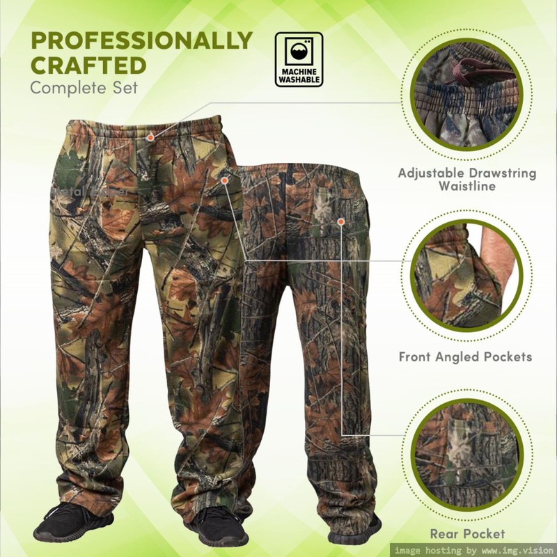 TrailCrest by Treel Highland Timber Open Bottom Lounge Hunting Sweatpants,