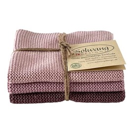 Solwang 3-Piece Danish Cotton Dishcloths in 100% Certified Organic Cotton Made in India (Orchid Organic Combi)
