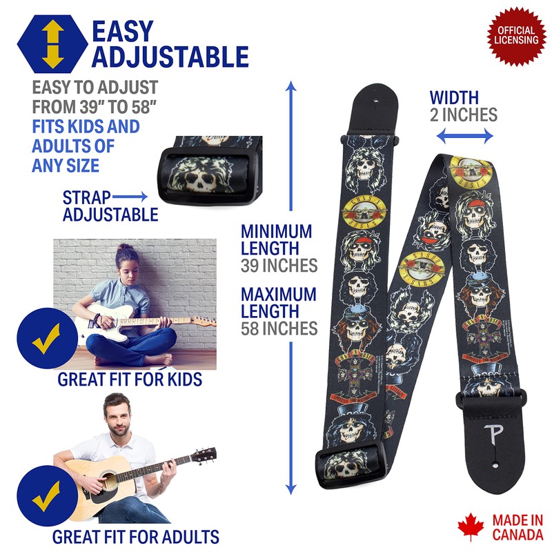 Perri's Leathers | Guns n Roses Polyester Guitar Strap|2” Wide,