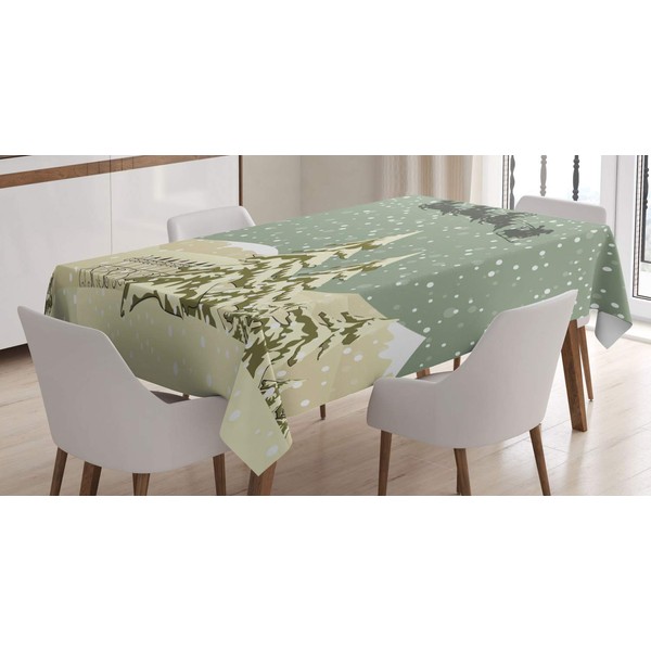ABAKUHAUS Christmas Tablecloth Santa Claus Reindeer Waterproof Washable with Clear