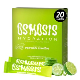 Electrolitos en Polvo Osmosis (Pepino Limón) | 0 Azúcar, 8 Calorías | Con Cafeína de Guaraná, Magnesio y Vitamina C | Hidratación y Energía Cotidiana | Sin Colorantes | 20 Porciones