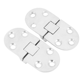 Pack of 2 Oval Folding Hinges, Table Flap Hinges, 180 Degree Hinges, Folding Round Folding Hinge 66 x 30 mm, Stainless Steel, Heavy Self-Supporting Folding Table Hinges for Boat, Motorhome, Door