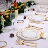 iMounTEK 175pcs Disposable Dinnerware Set Gold Plastic Plates for Wedding