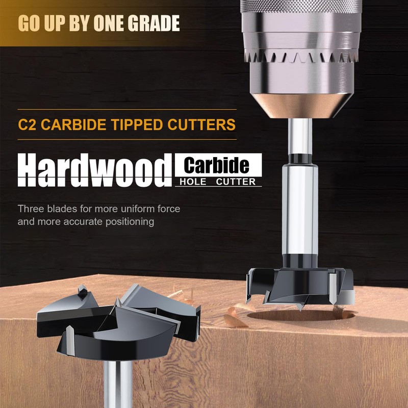 2-1/2" | 63.5mm Forstner Drill Bit,Triple Flute Tungsten Carbide Tipped