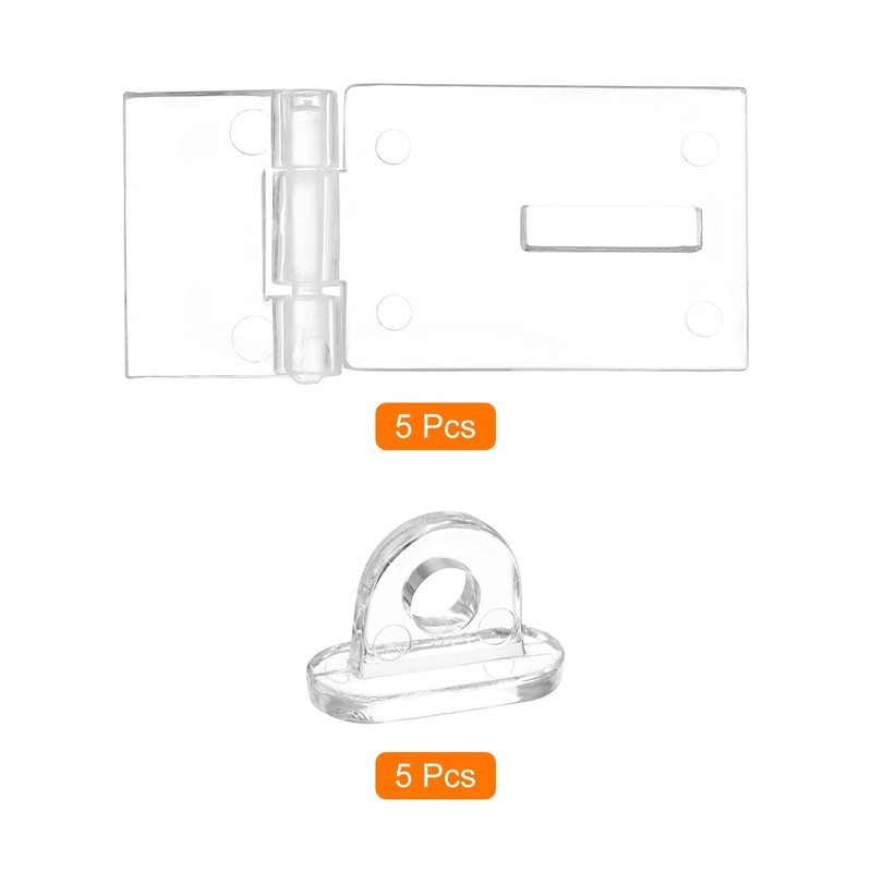 sourcing map 5Pcs 55x25mm Acrylic Hasp Latch, Clear Acrylic Hasp