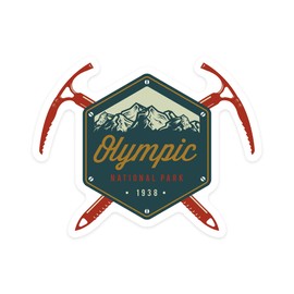 Die Cut Sticker Olympic National Park, Washington, Mountains with Ice Picks, Contour Vinyl Sticker 1 to 3 inches (Waterproof Decal for Cars, Water Bottles, Laptops, Coolers), Small