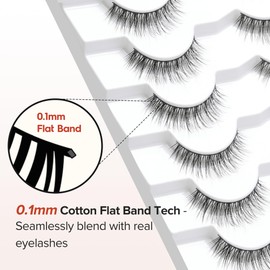 Lashes Wispy False Eyelashes Natural Look 10mm Short Lashes with Thin Band Siligli Fake Eyelashes 3D Volume Lashes Natural Short Eyelashes 7 Pair