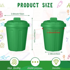Zubebe 12 Pcs Green Mini Trash Can Mini Toy Garbage Can Small Desktop Storage Bin with Lids for Trash Party Favor Garbage Truck Birthday Decoration Party Supplies Home School Classroom