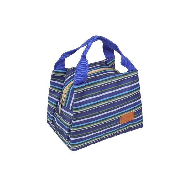 Macks.i MILB-01 Lunch Bag, Canvas, Insulated, Thermal, Tote Bag, Bento Box, Blue